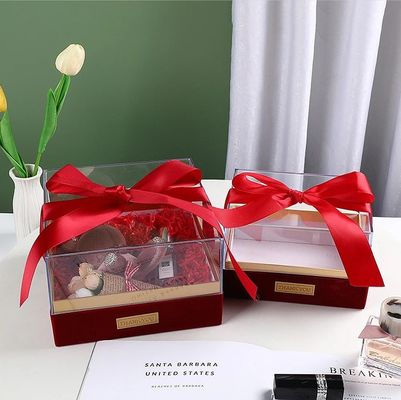 Бумажная коробка для упаковки подарков с лентой на заказ с акриловой крышкой на крышке Прозрачная коробка для шоколада