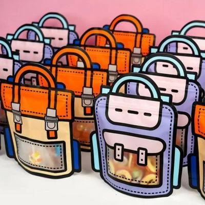 Настраиваемый и веселый Прозрачный мультфильм многоразовый рюкзак в форме резьбы Пластиковый подарочный пакет