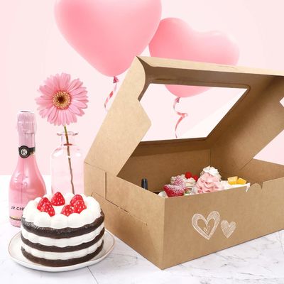 12x12x12 Kraft Paper Custom Cupcake Packaging Cake с прозрачным окном